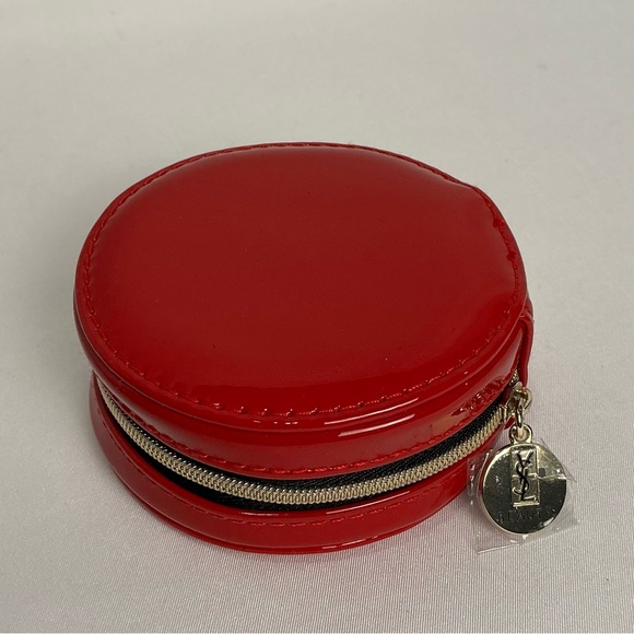 YSL Yves Saint Laurent Red Round Coin Purse with Zipper - Picture 1 of 12